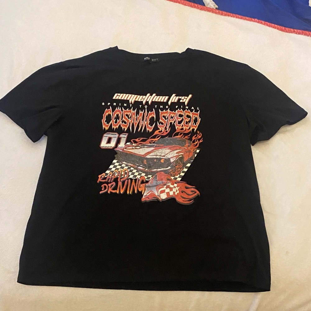 Black Cosmic Speed Graphic T-Shirt